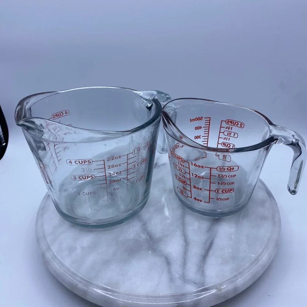 Anchor Hocking Measuring Cup Set Clear Glass 2pc 4-Cup 2-Cup Baking Essentials